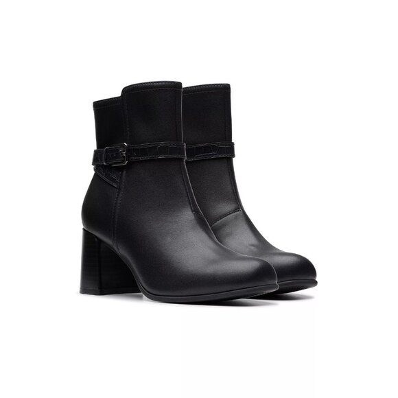 140$ Clarks Collection Keirsta Haley Leather Ankle Boots Size 9 US Black - Picture 3 of 5